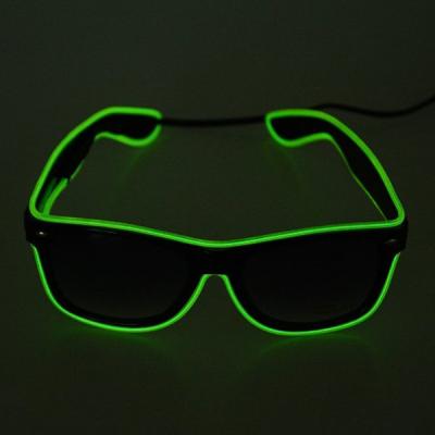 China Neon Wire Black Lens Luminous LED Glasses With 2AA Battery Pack for sale