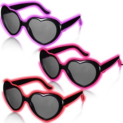 China Heart Shaped Luminous LED Glasses 3 Flashing Modes Glowing In The Dark for sale
