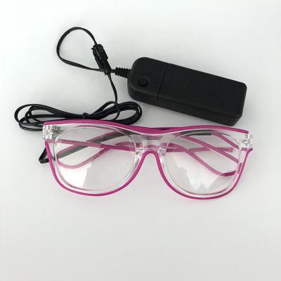 China Clear Frame Lens Luminous LED Glasses With Neon Light Flashing for sale