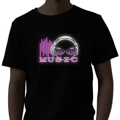 China Round Neck Sound Activated LED T Shirt Short Sleeve For Summer for sale