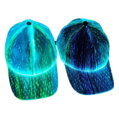 China Fiber Optic Luminous LED Baseball Hats USB Rechargeable 7 Glowing Lights for sale