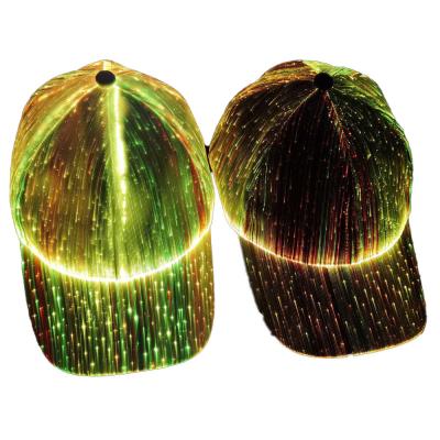 China Fiber Optic Luminous Baseball Caps 7 Colors Glowing Caps Adjustable for sale