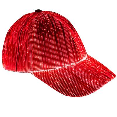 Китай Светящее накаляя оптическое волокно приведенное бейсбольных кепок освещает вверх шляпы перезаряжаемые продается