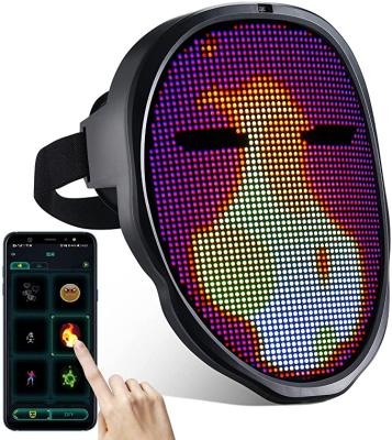 China ABS Plastic Bluetooth LED Mask App Control DIY Editing Text Picture And Photo for sale