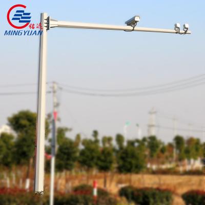 China Solar Galvanized CCTV Steel Pole Q235B Security Camera Bracket Surveillance for sale