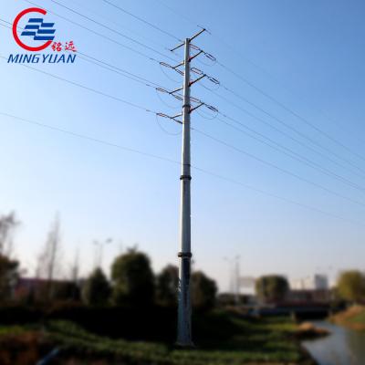 Chine Poteau en acier galvanisé utilitaire 9m poteau de Transmission électrique double circuit 33kv ligne de transmission poteau en acier à vendre
