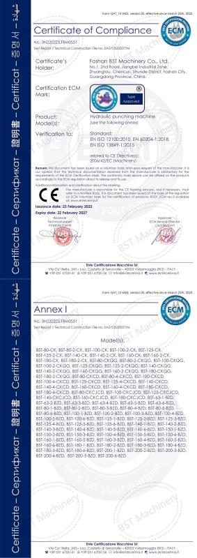CE Certificate - Foshan BST Machinery Co., Ltd.