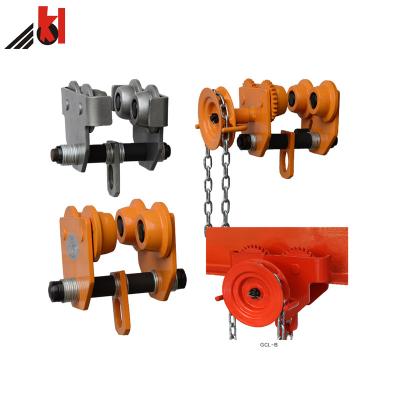 China Heavy Duty Lifting Beam Trolley Geared Girder Trolley with Hand Chain GCL Series 20 Ton for sale