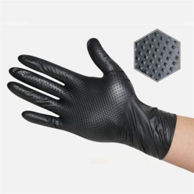 China Custom Hand Gloves Manufacturers Grip Household Diamond Dotted Nitrile Gloves Black Diamond Texture Mechanic Gloves for sale