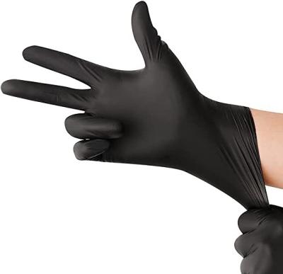 China Black Disposable Nitrile Gloves Latex & Powder Free 100 Count Textured for sale