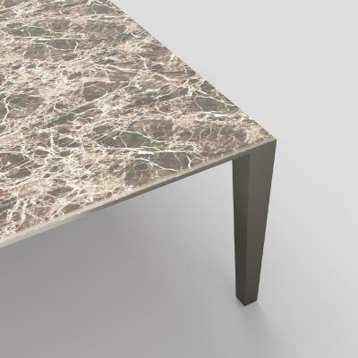China Muebles para el hogar de aluminio personalizados 6 mm Mesa de comedor de mármol 4 plazas Cuadrado en venta