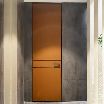 China ODM Aluminum Steel Framed Internal Doors Leather Finish For Room for sale