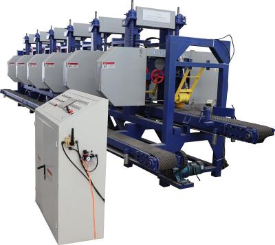 China Multiple Heads Horizontal Resaw Bandsaw,Multi Blade Sawmill Machine 2 3 4 5 6 Heads Horizontal Resaw Bandsaw for sale