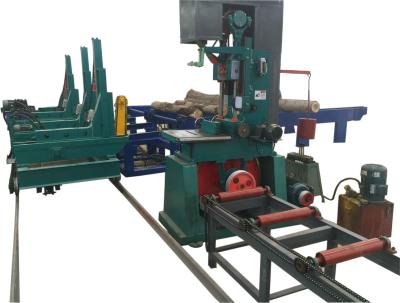 China Industrial Wood Vertical Band Saw Sawmill Machine With Trolley with hydraulic log turner for sale