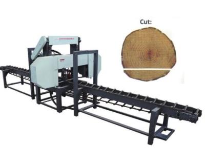 China Os logs de madeira que cortam primeiramente a máquina horizontal da serra da faixa chanfram o corte de moinhos da serra de fita à venda