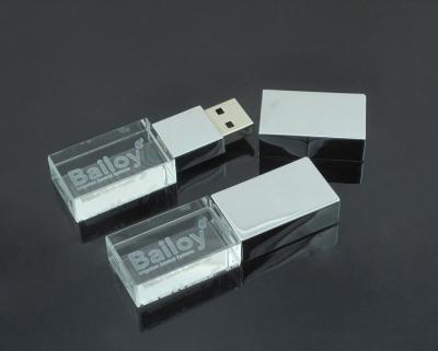 China Custom Logo USB 3.0 or 2.0 Crystal Usb flash drive With LED Light for sale