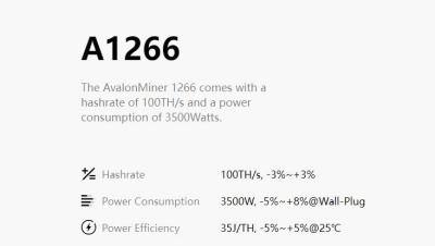 China A1266 100T 3500W Canaan Avalon Miner High Hashrate And Efficiency for sale