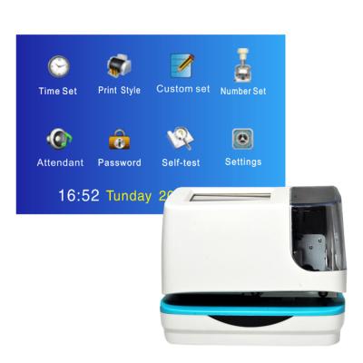 중국 하얀 디지털 타임 레코더 터치 스크린 5 라인 전자적 날짜 시간 우표 자동판매기 판매용