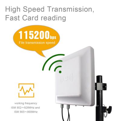 China Control de acceso de la tarjeta de la frecuencia ultraelevada RFID de la gama larga del RJ45 RS485 960 megaciclos de estructura en antena de 7 DBi en venta