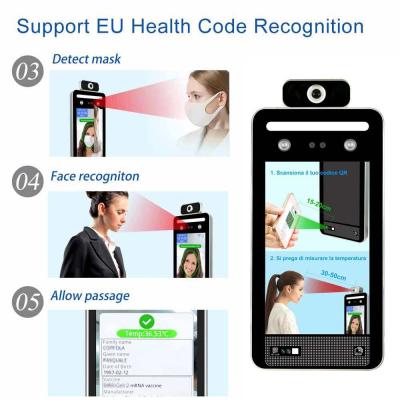 China 0.5M AI Face Recognition Temperature Device 8 Inch IPS Touch Screen for sale