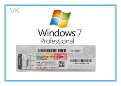 China Chave do produto do profissional da vitória 7 do OEM para ativação do Coa 32/64bit de Windows 7 a pro em linha à venda
