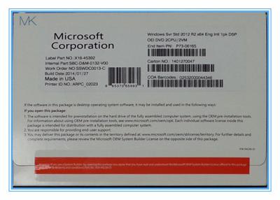 中国 64Bit DVD Windowsサーバー2012 R2標準的な免許証、英国のWindowsサーバー2012 R2 Datacenter 販売のため