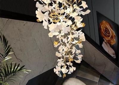 China Restaurant Projects Large Custom Made Lamp White Ceramic Flower Pendant Light Leaf Chandelier for sale