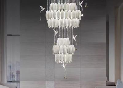 China Ceramic Porcelain White Flower Decorative Chandelier Wedding Pendant Lamp For Hotel for sale