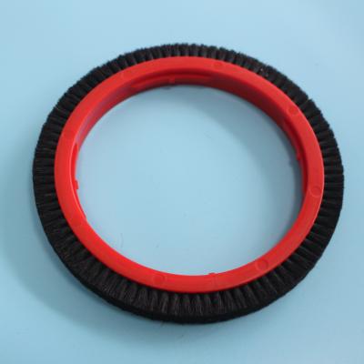China Monforts Stenter Machine Parts Brush Wheel Big Black Nylon Hair Standard Size for sale