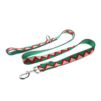 China 8m 8 Ft 6 Foot Christmas Dog Leash Set With Traffic Handle Elastic Pleated Printed for sale