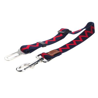 China 61cm Large Dog Safety Leash Car Seat Belt For Cargo Area With Striped Elastic Jacquard for sale