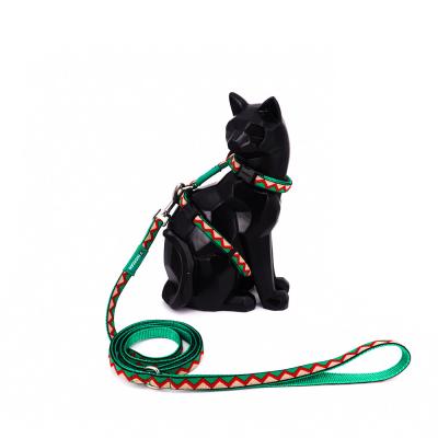 China Christmas Xs Small Kitten Harness And Leash Green Red Nylon Strap for sale