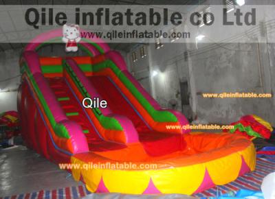 China hello kittle slide party rental qile adult slides full printing fun slide with hello kittle cartoon for sale