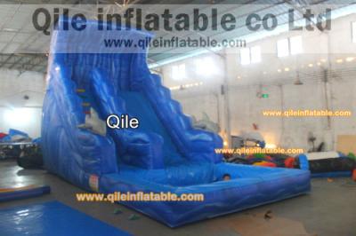 China inflatable dolphins wave slide party qile adult slides full printing fun slide for sale