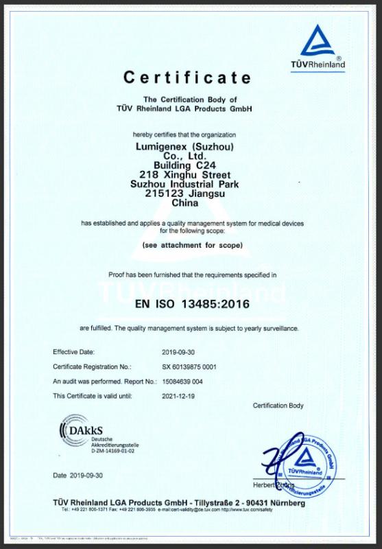 ISO13485 - Lumigenex (Suzhou) Co. Ltd
