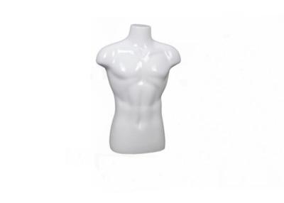 China Male Upper Body Shop Display Dummy Fiberglass Material Glossy White Color for sale