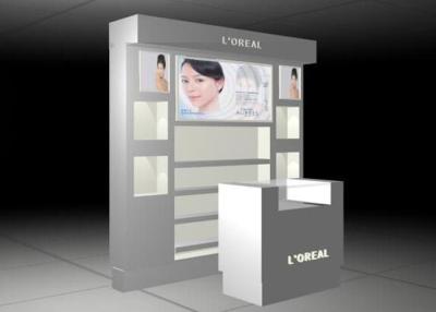 China RAL Color Cosmetic Display Stand / Beauty Product Display Units Flooring Style for sale
