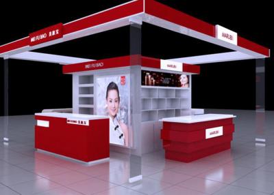 China Shopping Mall Cosmetic Display Stand , Red Color Retail Cosmetic Display Cases for sale