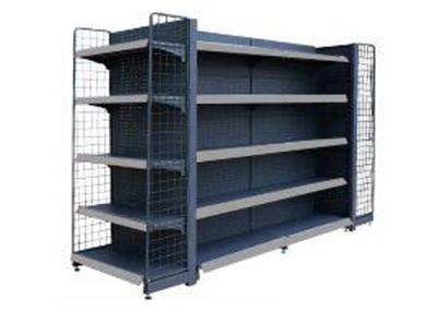 China Movable Epoxy Black Supermarket Display Shelving / Convenience Store Display Racks for sale
