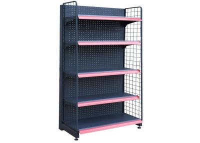 China Iron Powder Coated Supermarket Display Racks , Commercial Store Shelving 3-5 Layer for sale