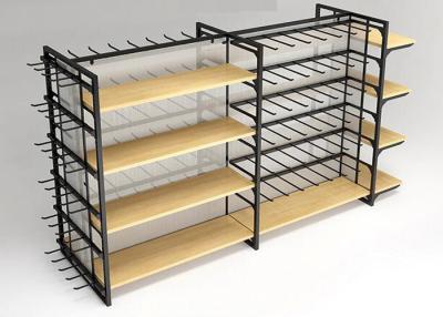 China Flooring Stand Retail Display Shelves / Commercial Store Fixtures With Hooks for sale