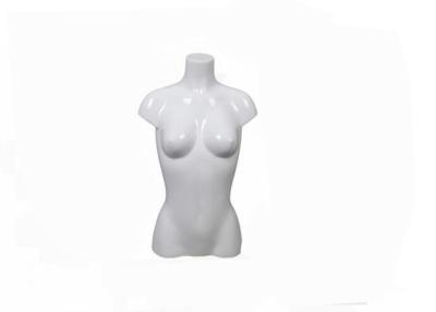 China Women Upper Body Shop Display Mannequin , Glossy White Store Fixtures Mannequins for sale