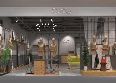 China Accesorios hierro de la exhibición de la tienda de la ropa de la preparación de las mujeres modernas y material de madera en venta