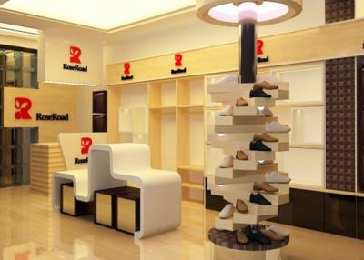 China Wall Mounted / Island Table Shoe Shop Display Stands With LED Lighting Decor for sale