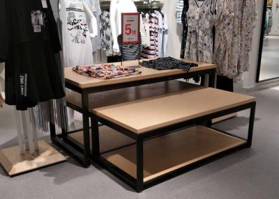 China 2 Layer Retail Clothing Display Shelves Wood Nesting Table MDF + Oak Veneer for sale
