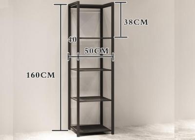 China Clothing Shop Metal Clothes Display Stand With 4 Layer Shelves Floor Mounted Custom Logo for sale
