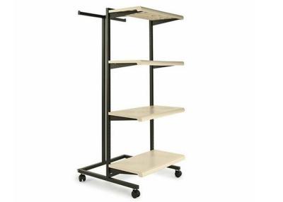 China Multifunction Light Weight 4 Wheels Clothing Display Rack / Clothing Store Racks And Shelves for sale