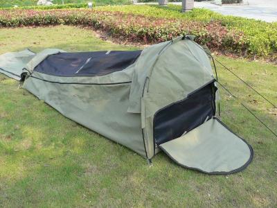 China Canvas Famliy 2 Man Swag Tent , YKK Zipper Swag Bag Tent With Aluminum Pole for sale