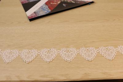 China Romantic Guipure Lace Edging , ODM Heart Lace Trim Meshground for sale
