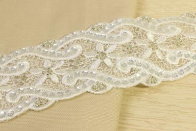 China Crochet Ivory Lace Ribbon Multi Creations 23mm Width Bugles Equipped for sale